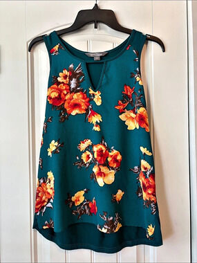 Market & Spruce Floral Sleeveless Top Blue & Orange Like New